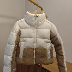 Columbia White and Brown Puffer Jacket